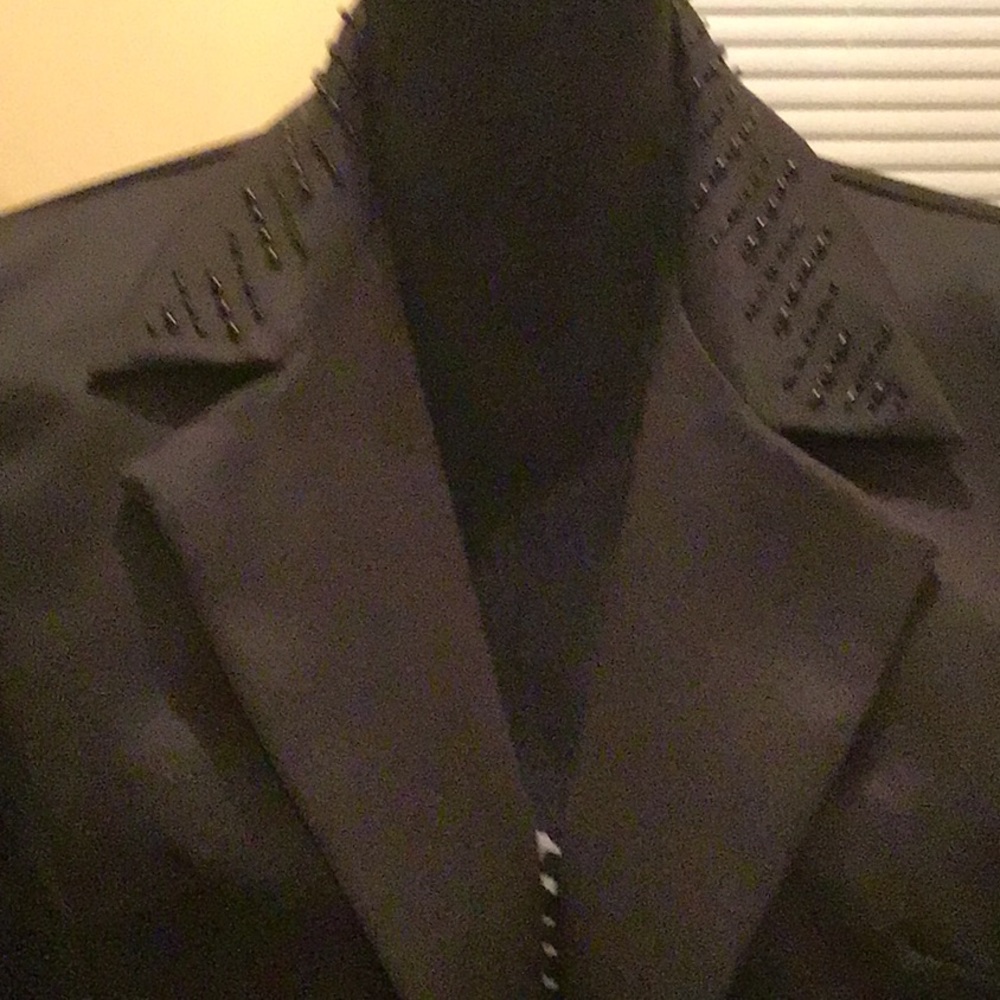 SATIN Beaded Black Blazer